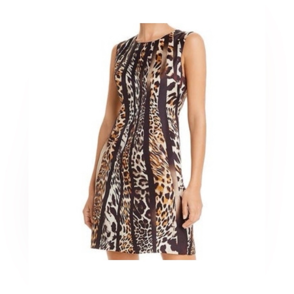 Kobi Halperin Sleeveless Animal-Print Mini Dress in Brown and Black
